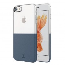 Husa iPhone 7 / iPhone 8 - Baseus Half to Half PC+TPU Transparent+Blue