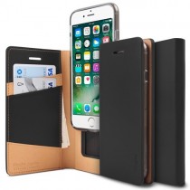 Husa iPhone 7 / iPhone 8 - Ringke Signature Geniune Leather Flip Black