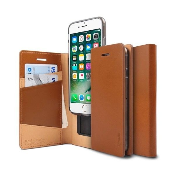 Husa iPhone 7 / iPhone 8 - Ringke Signature Geniune Leather Flip Brown