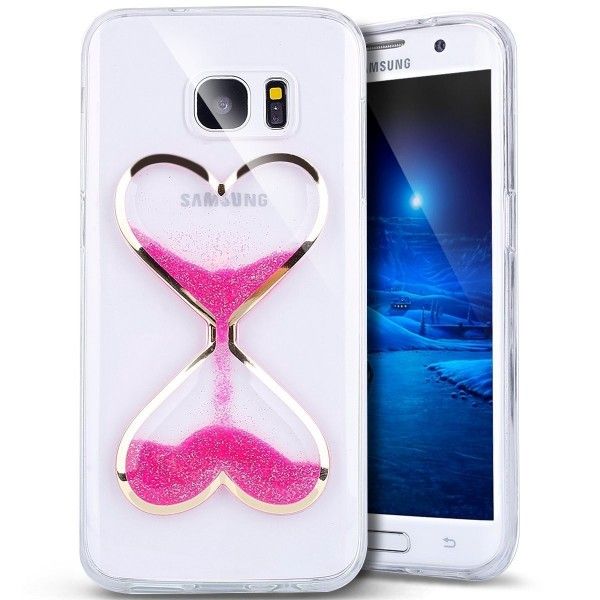 Husa Samsung Galaxy S7 - Heart Sandglass Liquid Case Pink
